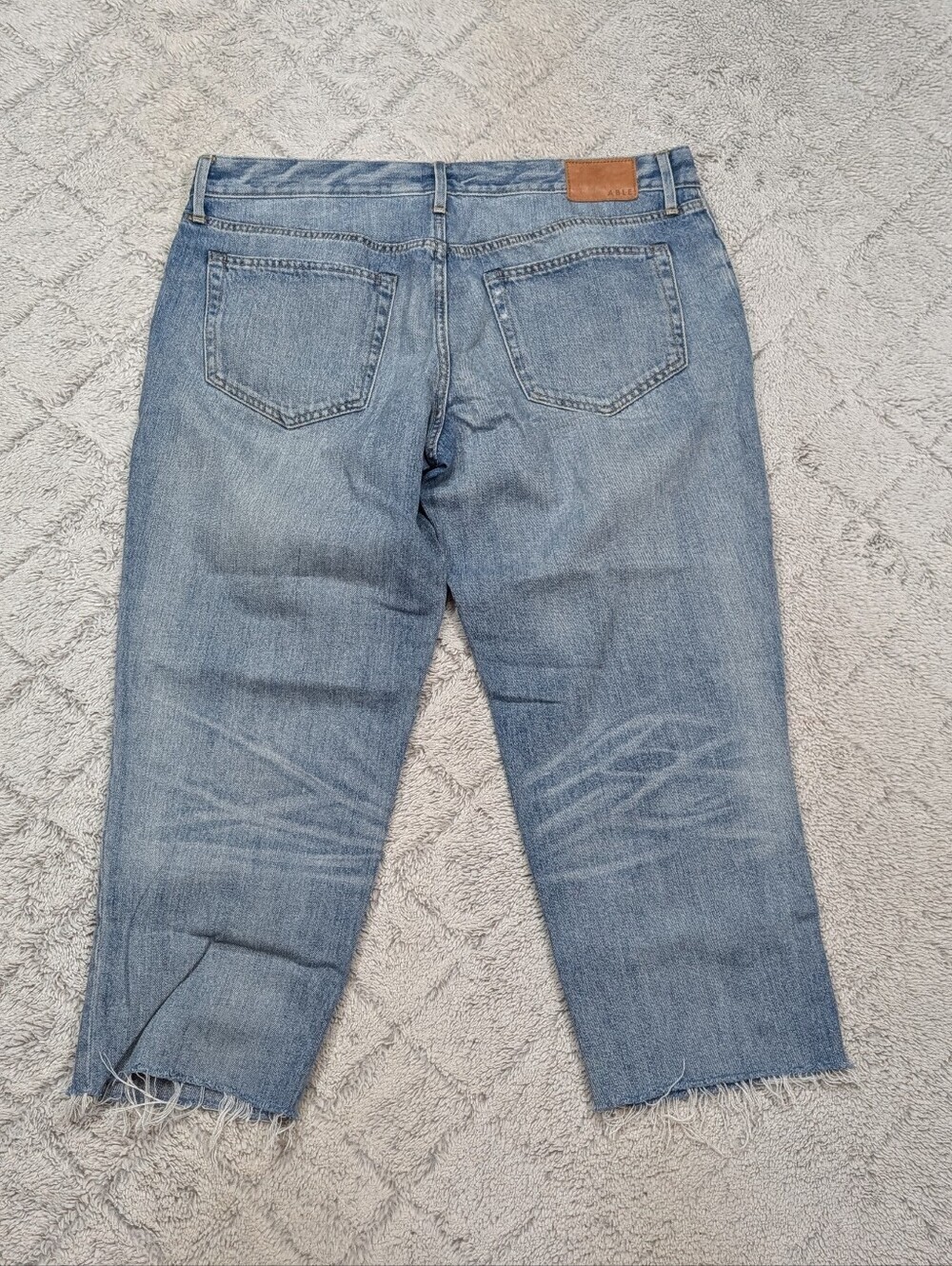 Able Jeans Womens 28 Blue Slouch Low Rise Cropped Baggy Cotton Blend Casual - Picture 10 of 10